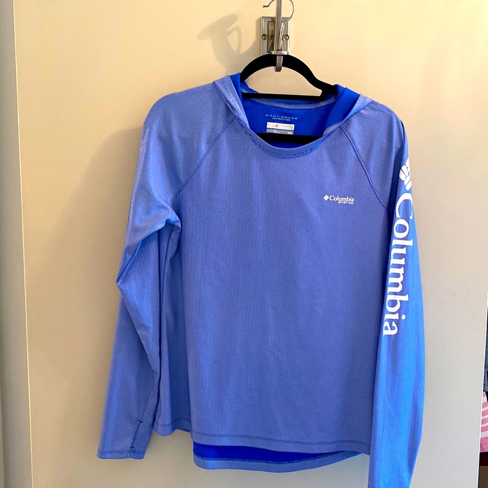 Columbia PFG Omni shade long sleeve hooded sun protection shirt. Size M
